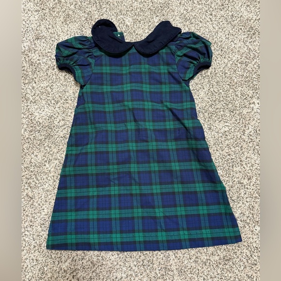 CLASSIC WHIMSY Green and Blue Plaid Dress with Corduroy Peter Pan Collar 3T - Picture 1 of 4